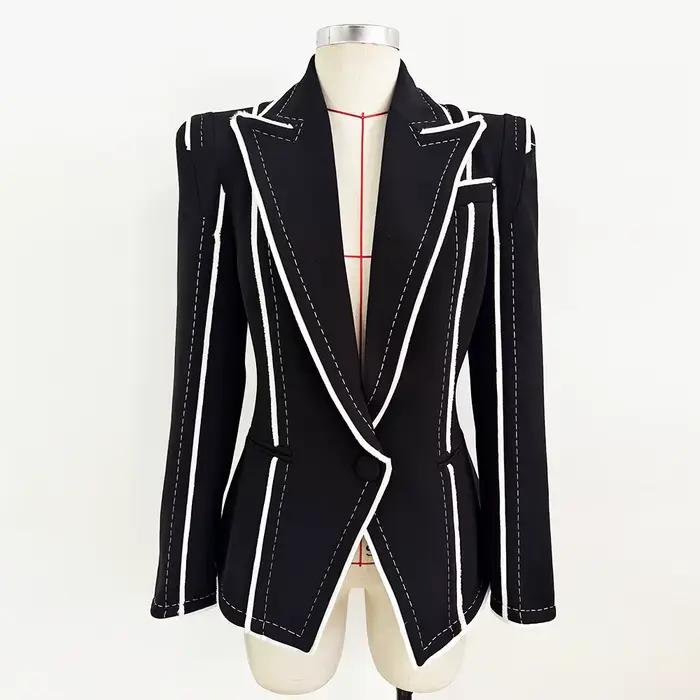 HIGH STREET Nouvelle Collection 2026 Blazer Femme Designer à Franges et Pompons Coupe Ajustée