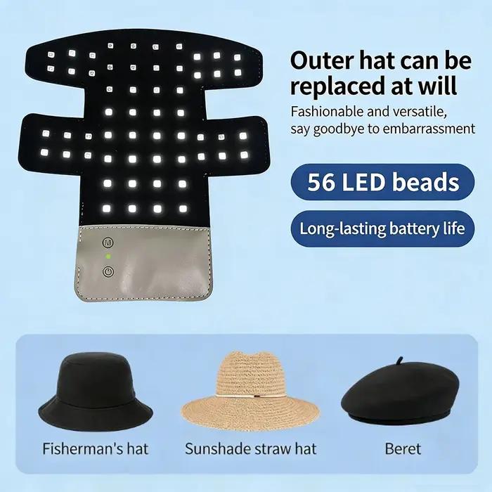 Casque de Croissance Capillaire LED 56 LED, Thérapie par Lumière Rouge Infrarouge 660nm & 850nm, Ant