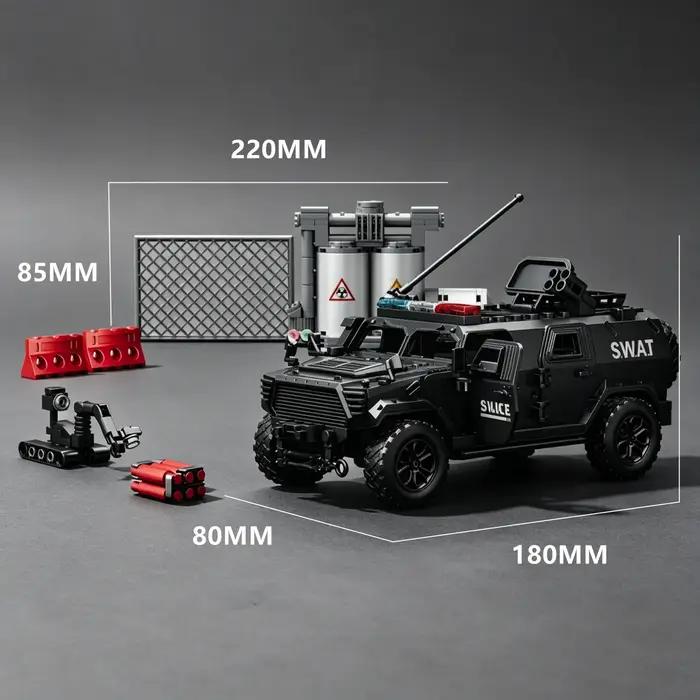 Figurine MOC Série Police Urbaine : Blocs de Construction Unité de Désamorçage - Modèle de Véhicule Blindé Guerrier (Jouet Modulaire)