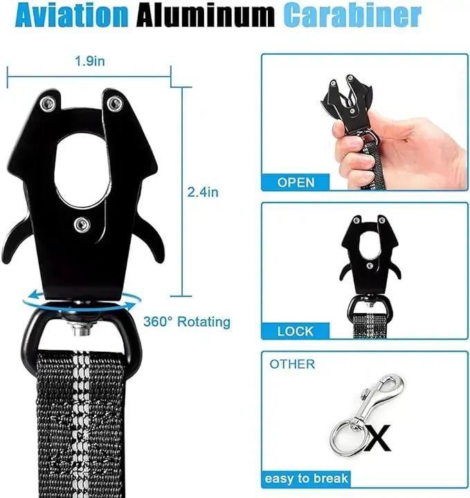 Laisse réfléchissante robuste pour chiens de grande taille élastique avec système de bungee sans traction pour promenades nocturnes et sécurisées