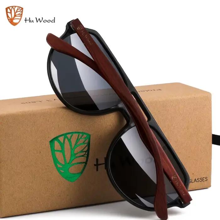 HU WOOD lunettes de soleil polorisées hommes marque de luxe lunettes Vintage nouveau Design bois pil