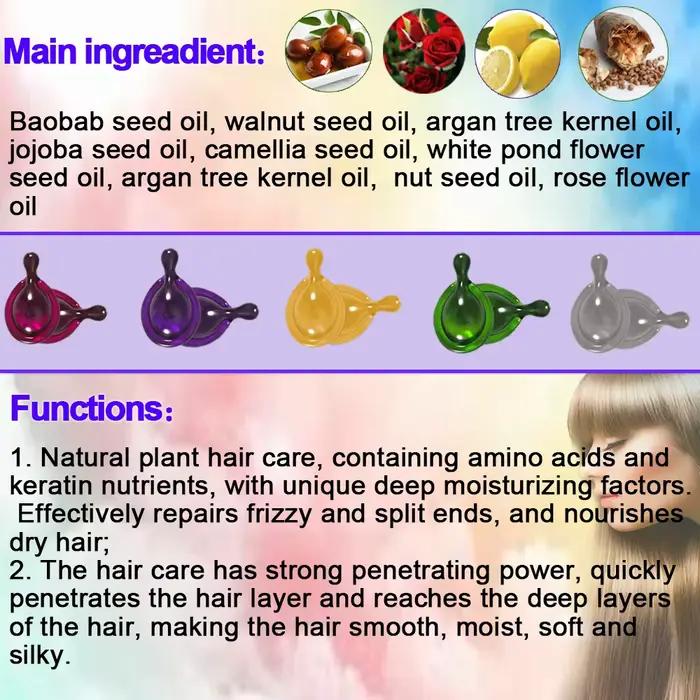 Flow-du-- Capsule de vitamine pour cheveux, masque capillaire lisse et soyeux, huile complexe KerBri