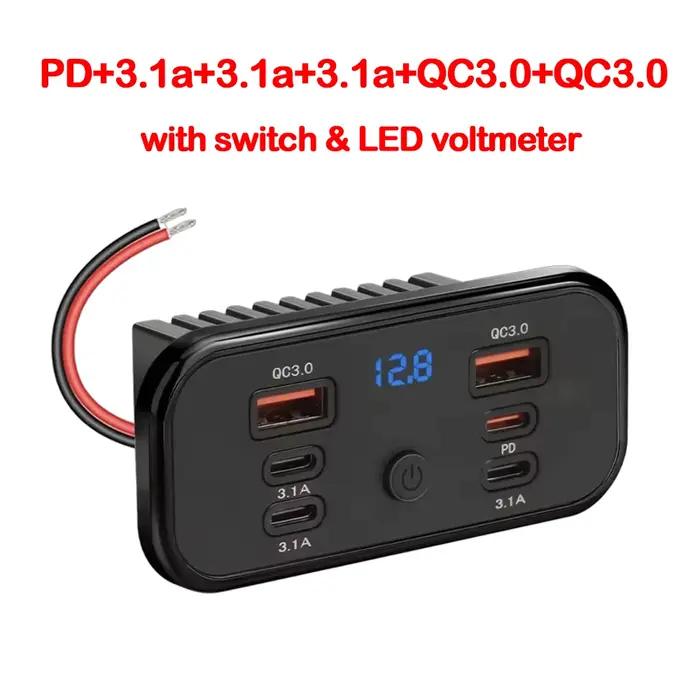 Panneau de chargeur de prise de Charge rapide QC3.0 USB-A et PD3.0