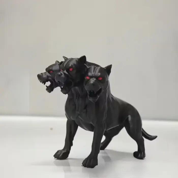 Statue de chien à trois têtes de Style gothique, 1 pièce, Statue d'animal de Simulation mythique gre