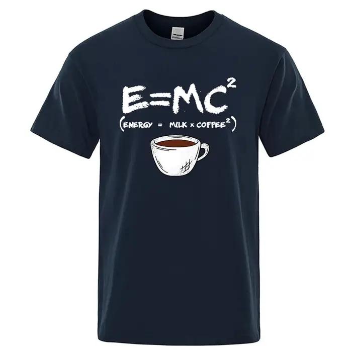 T-shirt d'été pour hommes 100% coton décontracté drôle énergie = lait + café imprimé hommes Cool amp
