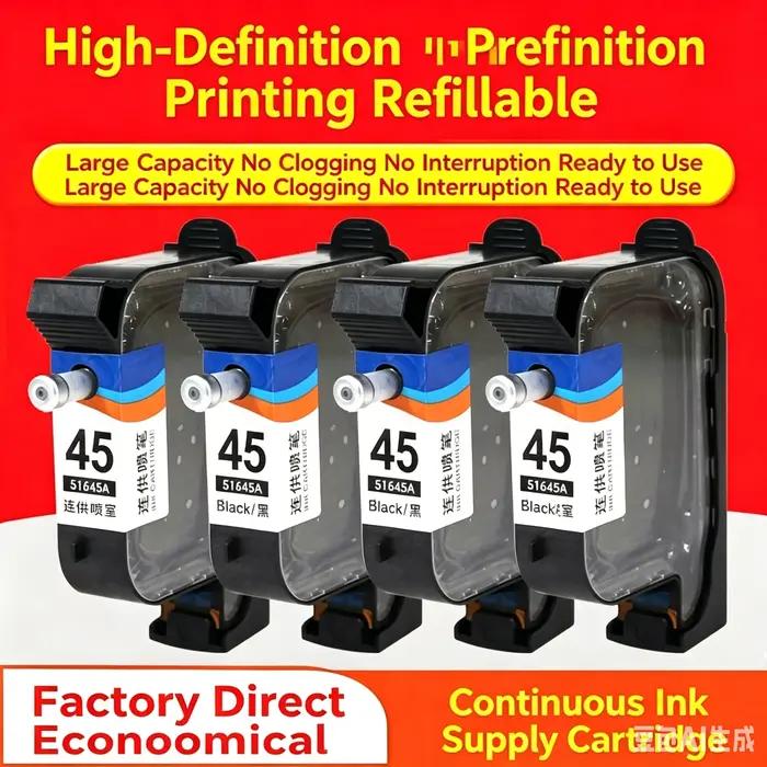 Cartouches d'encre rechargeables pour HP 45 pour HP Deskjet 9300 / 6122 / 3820 / 1280c / 1180c / 930c / 950c / 990cxi / 895cxi / 870cxi