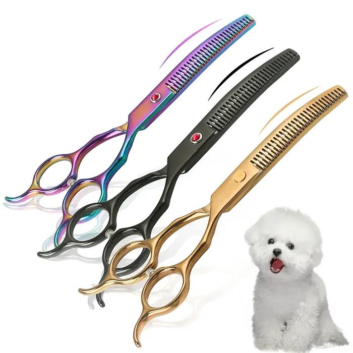 Ciseaux courbés à double lame pour la toilettage des chiens