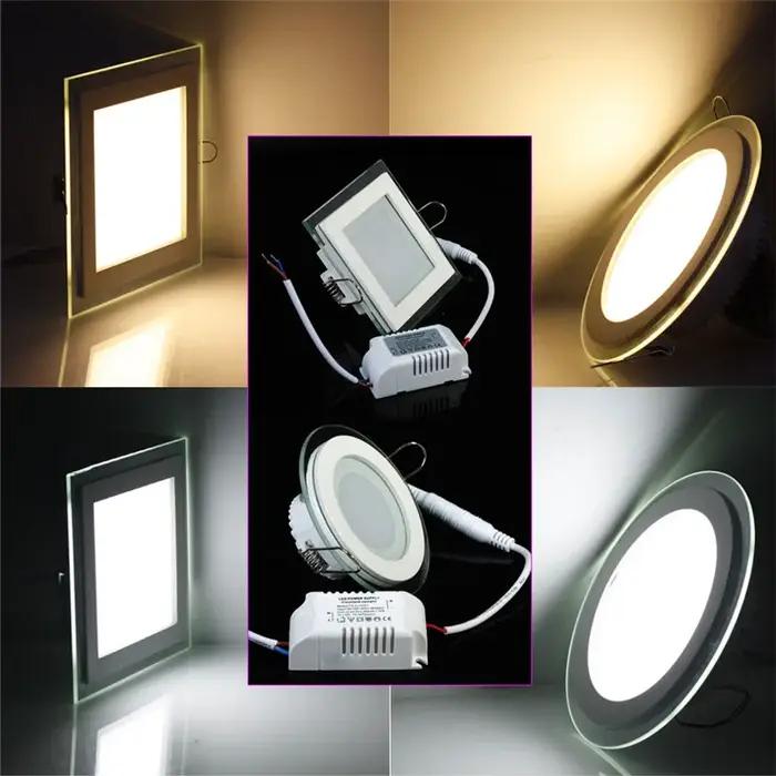 Livraison gratuite 18 W rond/carré verre LED Downlight encastré LED panneau lumineux Spot plafond ve