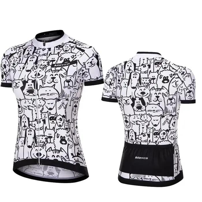 Maillot de cyclisme pour femme printemps été automne respirant séchage rapide anti-pilling avec poches arrière tricoté polyester lycra ajustement confortable sportif