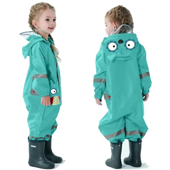 Manteau imperméable pour enfants de 1 à 10 ans, combinaison imperméable à capuche, une pièce, mignon, dessin animé, vêtements de pluie pour bébés