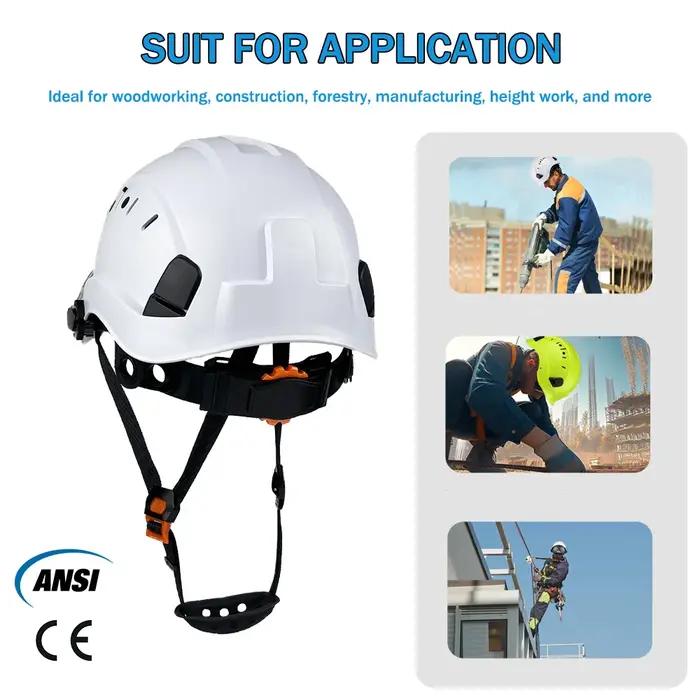 Casque de sécurité CE avec pare-soleil, lunettes de protection, protège-oreilles, casque léger en ABS, casque de protection réglable avec ventilation, protection de la tête, ANSI