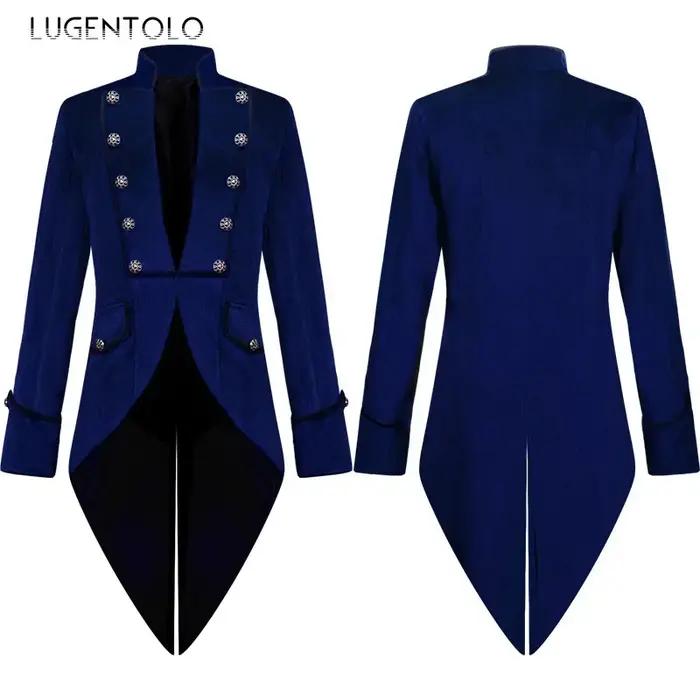 Veste de smoking vintage en polyester solide pour homme style steampunk et médiéval à col montant pour occasions spéciales et fêtes