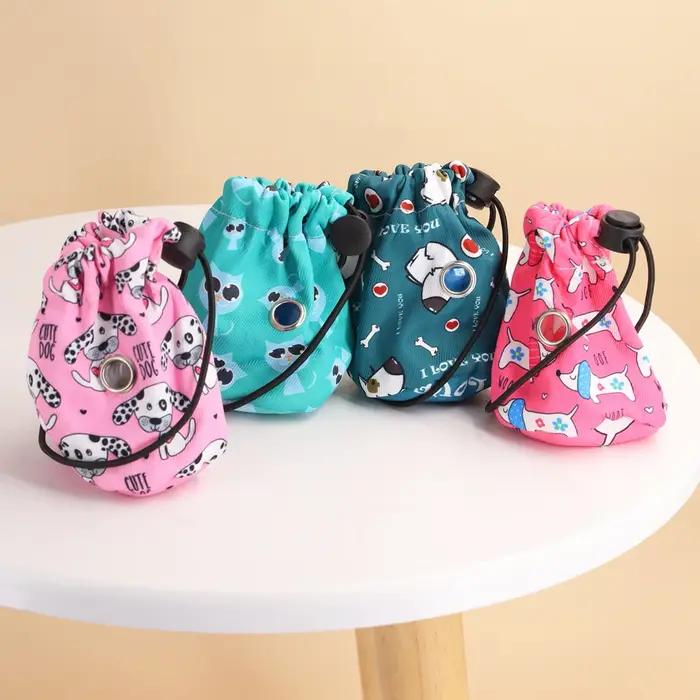 Sac de transport de sac de merde de chien à motif graphique distributeur portatif de sac de déchets d'animaux domestiques sac de rangement multifonctionnel pour fourniture extérieure de chien