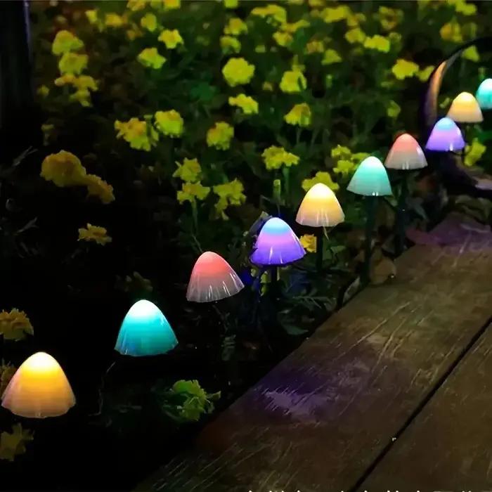 10 LED solaire champignon lumières extérieur étanche décoratif lampadaires pour pelouse jardin Patio