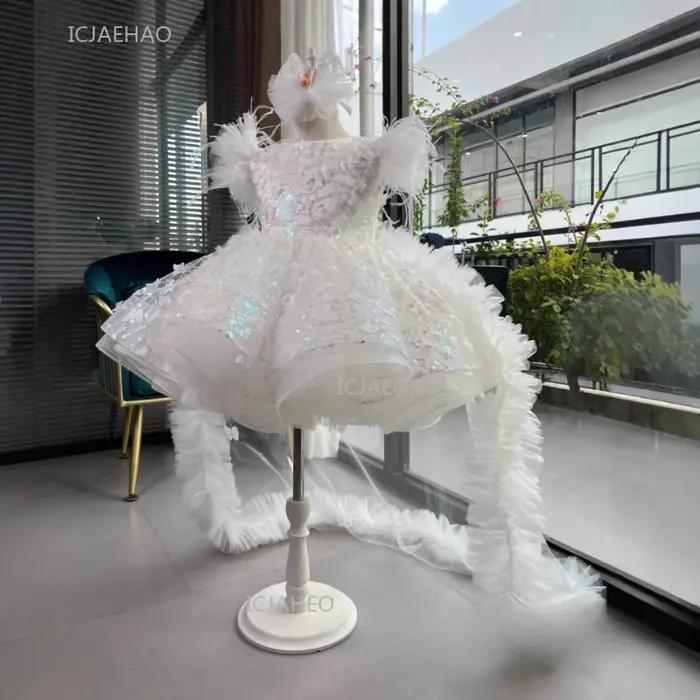 Robe de soirée pour filles, vêtements de princesse pour premier anniversaire, Costume en Tulle à pai