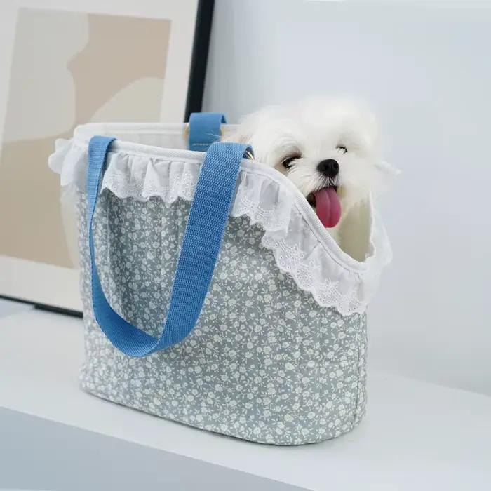 Sac de transport pour petit chien en coton respirant avec boutons pressions pour promenades et déplacements sécurisés et confortables