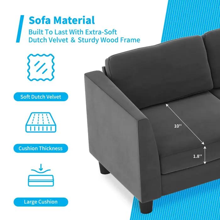HORGgland-Canapé convertible en forme de L avec chaise réversible, canapé 3 places, O, 87 po