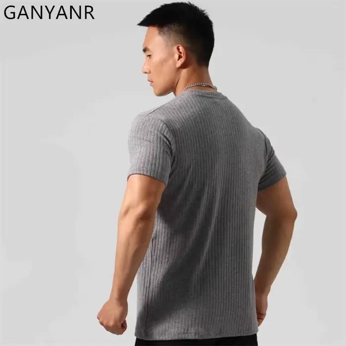 GANYANR vêtements de sport hommes course T-shirt été