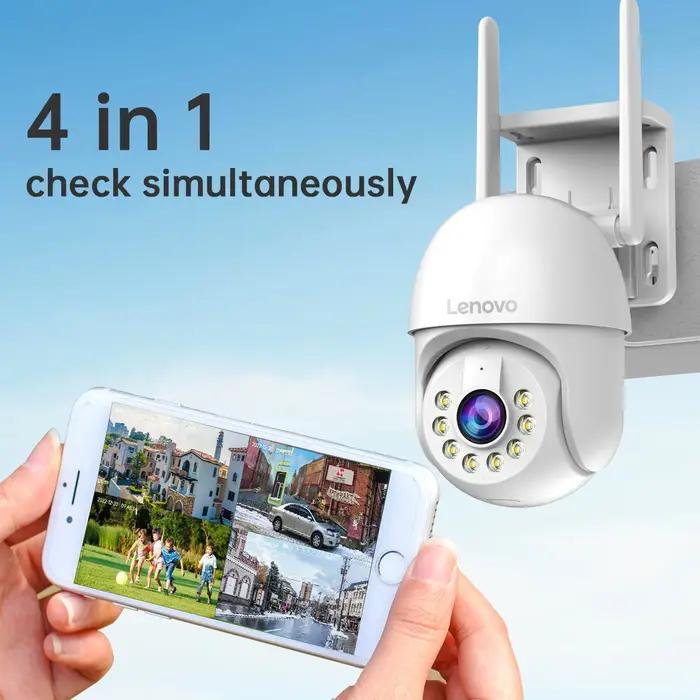 Caméra surveillance extérieure Lenovo 5MP WiFi - PTZ 5x zoom, audio bidirectionnel et tracking IA vision nocturne