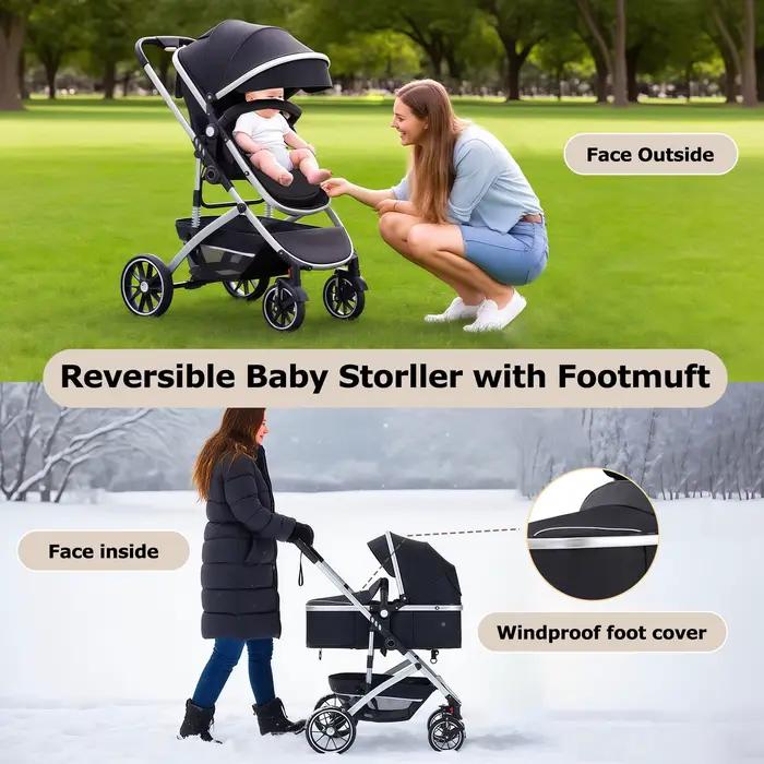 3 en 1 bébé poussette système de voyage poussette landau pour bébé avec siège auto haute paysage mul