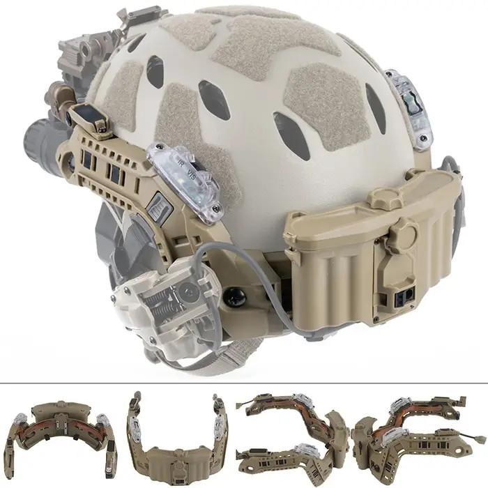 Rail ARC tactique avec boîtier batterie et lumières LED - Équipement pour casque de chasse nocturne et airsoft