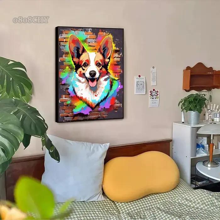 Affiches d'art de chien de graffiti coloré