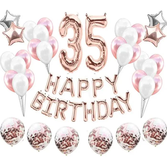 Ballons joyeux anniversaire en latex avec numéros dorés pour décorations festives d'anniversaire mariage et autres grandes occasions