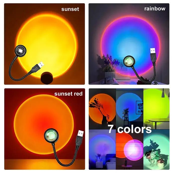 USB LED coucher de soleil lampe veilleuse projecteur photographie mur atmosphère néons pour décorati