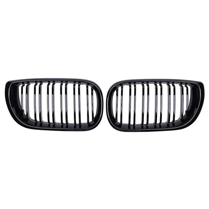 Grille de rein avant de voiture noire brillante, capot à double lamelle, grilles de course pour BMW