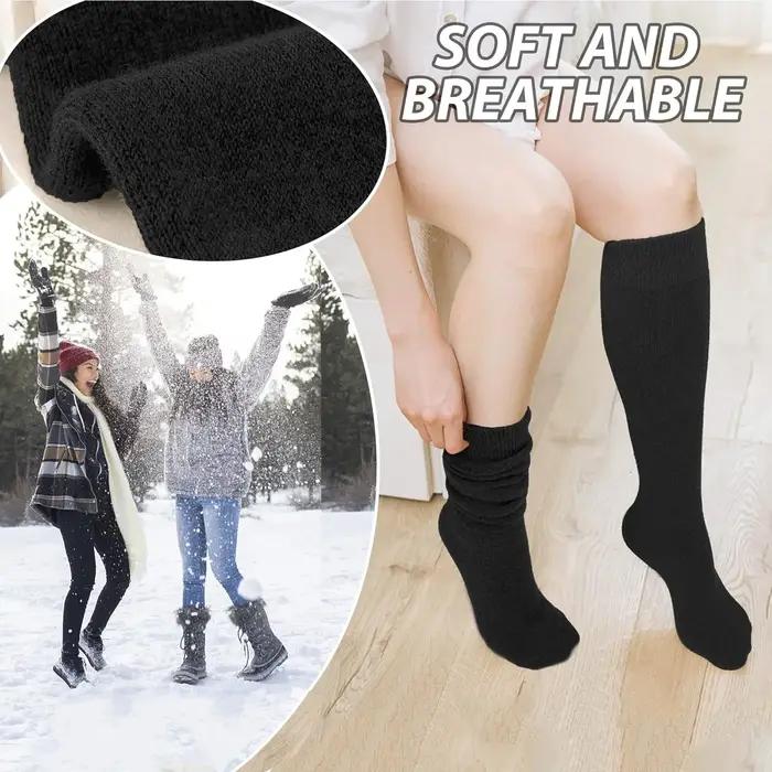 Chaussettes chasse genou thermiques femme 2 paires - Coton polaire randonnée hiver cadeaux