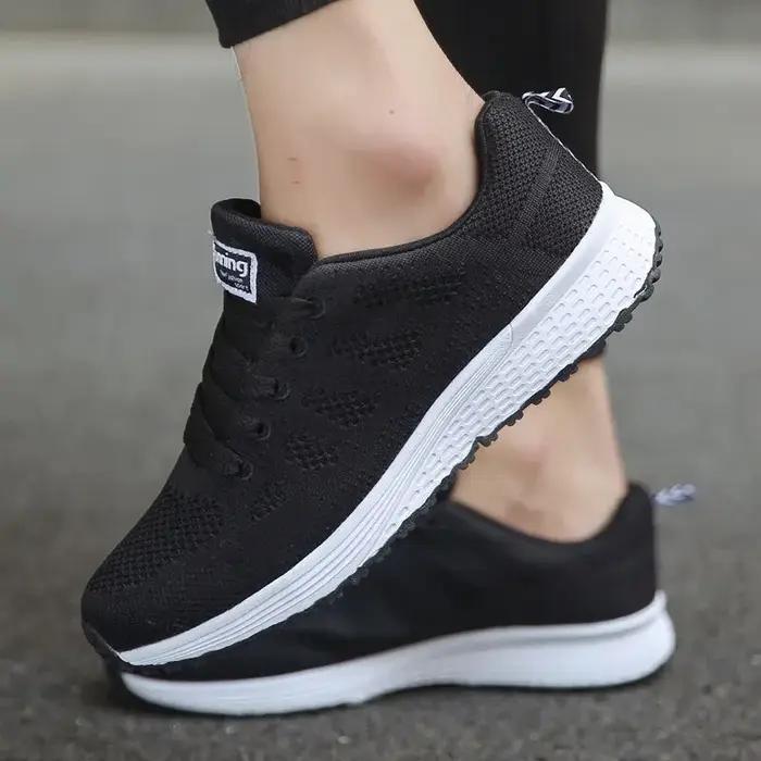 Femmes Chaussures Décontractées Mode Respirant Marche Maille FlatShoesSneakers Blanc Femme Chaussure