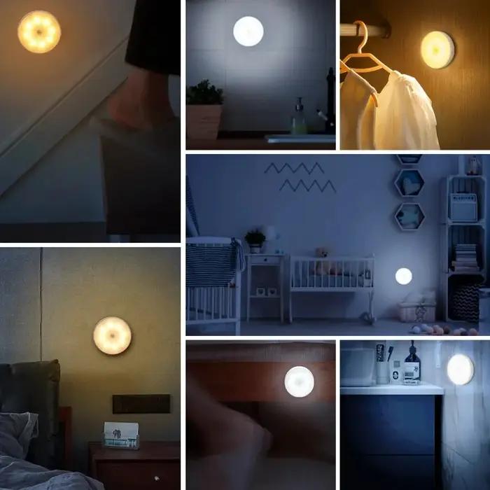 PIR détecteur de mouvement LED veilleuse USB Rechargeable chambre lampe de nuit armoires de cuisine