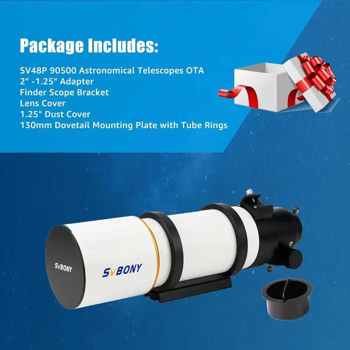 Télescope astronomique Svbony SV48P 90/102 mm d'ouverture OTA, réfracteur à double vitesse de mise a