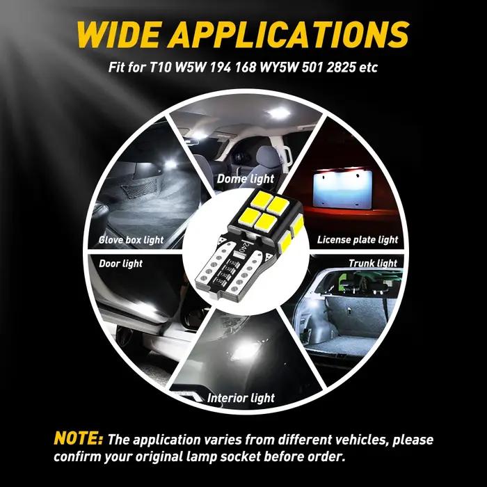 AUXITO 10 pièces Auto T10 LED lumières 2835 SMD W5W LED ampoule Canbus sans erreur voiture éclairage