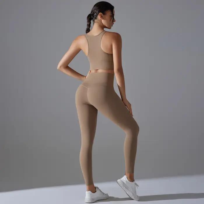 Ensemble de Yoga survêtement femme Fitness haut court antichoc soutiens-gorge de sport Yoga Gym pant