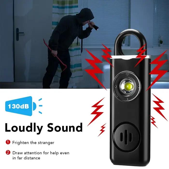 Clé de sécurité rechargeable avec alarme 130 dB et lumière LED pour femmes sécurité quotidienne et occasions spéciales
