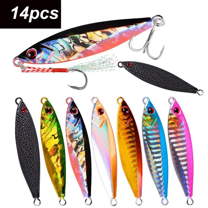 14 pièces gabarit en métal VIB leurre de pêche 14G 21G 30G leurres coulants gabarits de mer cuillère