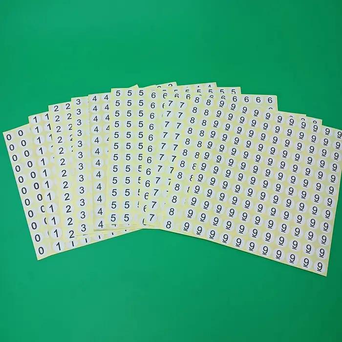 Autocollants numériques 13mm rouge sérigraphiés 0-9 chanceux pour personnalisation et organisation de tous les jours