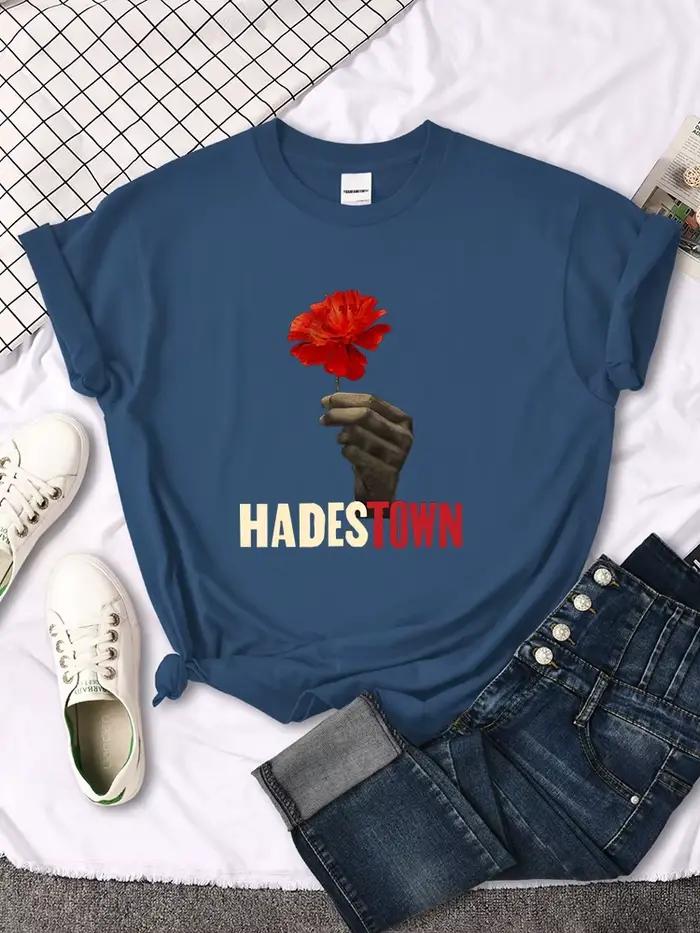 T-shirt manches courtes femme, estival et décontracté, avec la vieille chanson triste de Hadestown,