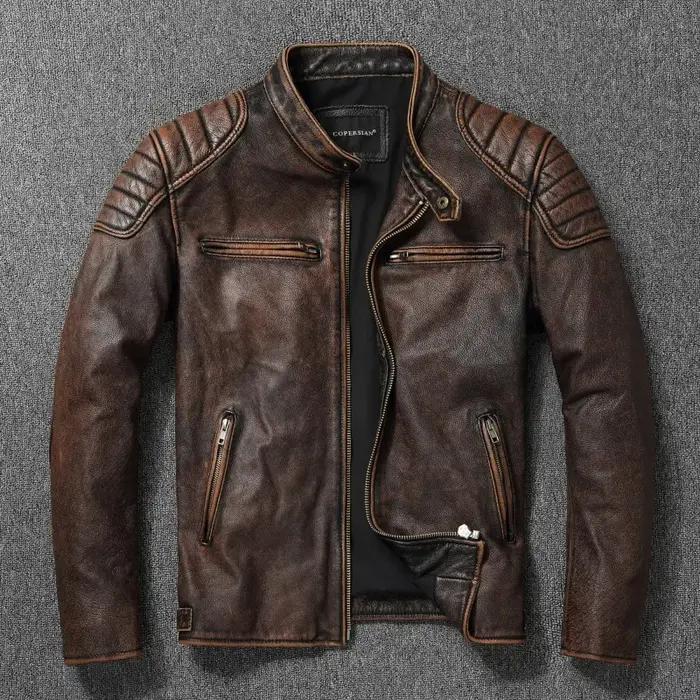 Veste en polyuréthane Ayrbao American Retro pour homme, résistante aux quatre saisons, doublure en coton, fermeture éclair pratique, style élégant à offrir pour des occasions spéciales