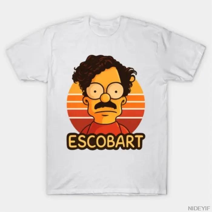 Pablo Escobar bart simpson T-shirt pour hommes femmes 100% coton t-shirts à manches courtes hauts J98