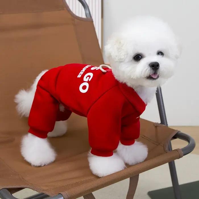 Combinaison d'hiver chaude en polyester pour chiots et chiens de petite et moyenne taille pull à capuche pour animaux de compagnie mùa đông