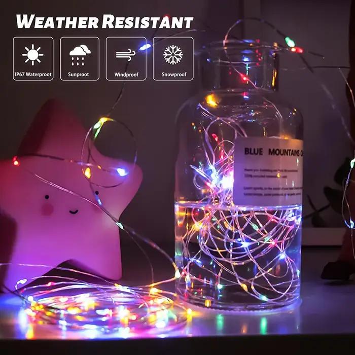 Guirlande lumineuse féerique LED multicolore à piles, guirlande lumineuse luciole pour anniversaire,