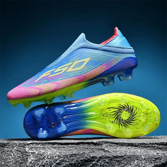 Nouveaux hommes bottes de Football antidérapantes chaussures de Football de haute qualité crampons d'herbe baskets de Futsal montantes Match intérieur vente chaude en plein air