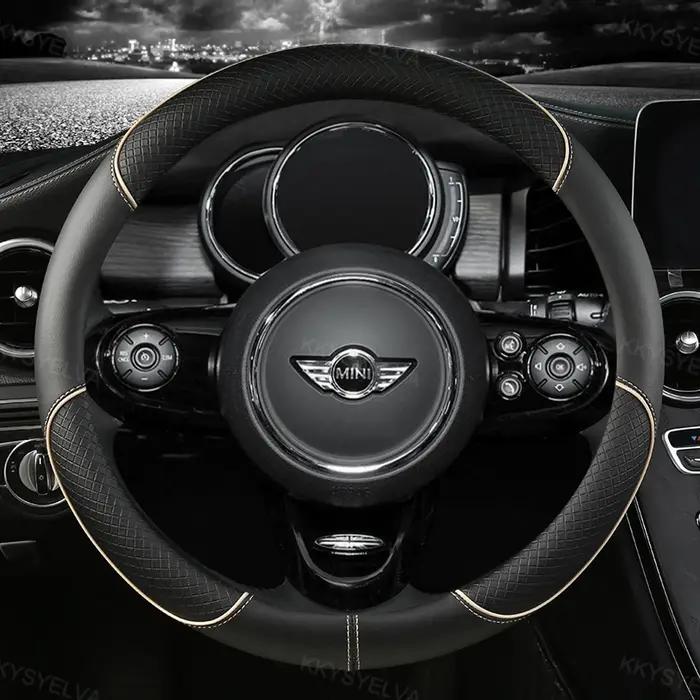 Juste de volant de voiture en cuir microcarence, accessoires auto, compatible avec MINI Cooper R50,