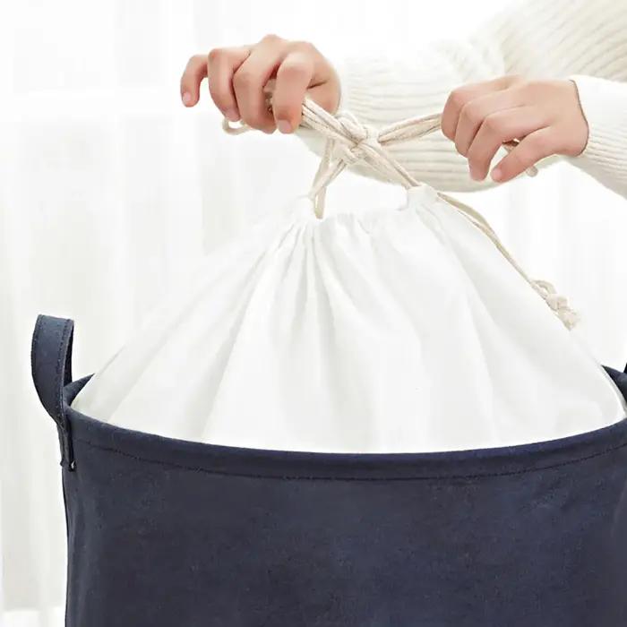 Panier à vêtements sales pliable, bouche en coton et lin, Type cylindrique, haute capacité, rangement de vêtements, sac mobile étanche
