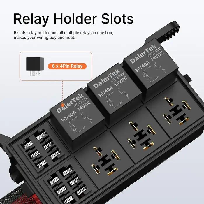 Boîtier de relais 12V 6 voies avec boîte à fusibles étanche pour voitures camions et bateaux protection des circuits électriques