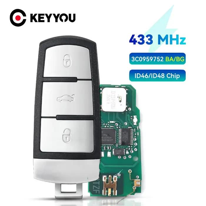 KEYYOU 3C0959752BG/BA clé de voiture à distance sans clé 3 boutons 434MHz PCF7936 ID46 pour VW pour