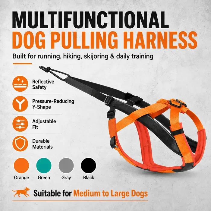 Harnais pour chien professionnel robuste anti-traction réfléchissant