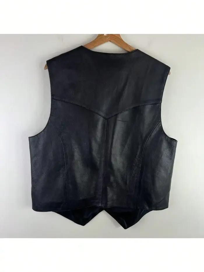 LisdinoMen doux 100% cuir gilet Snap Western hommes cadeau tenue de vacances motard informel